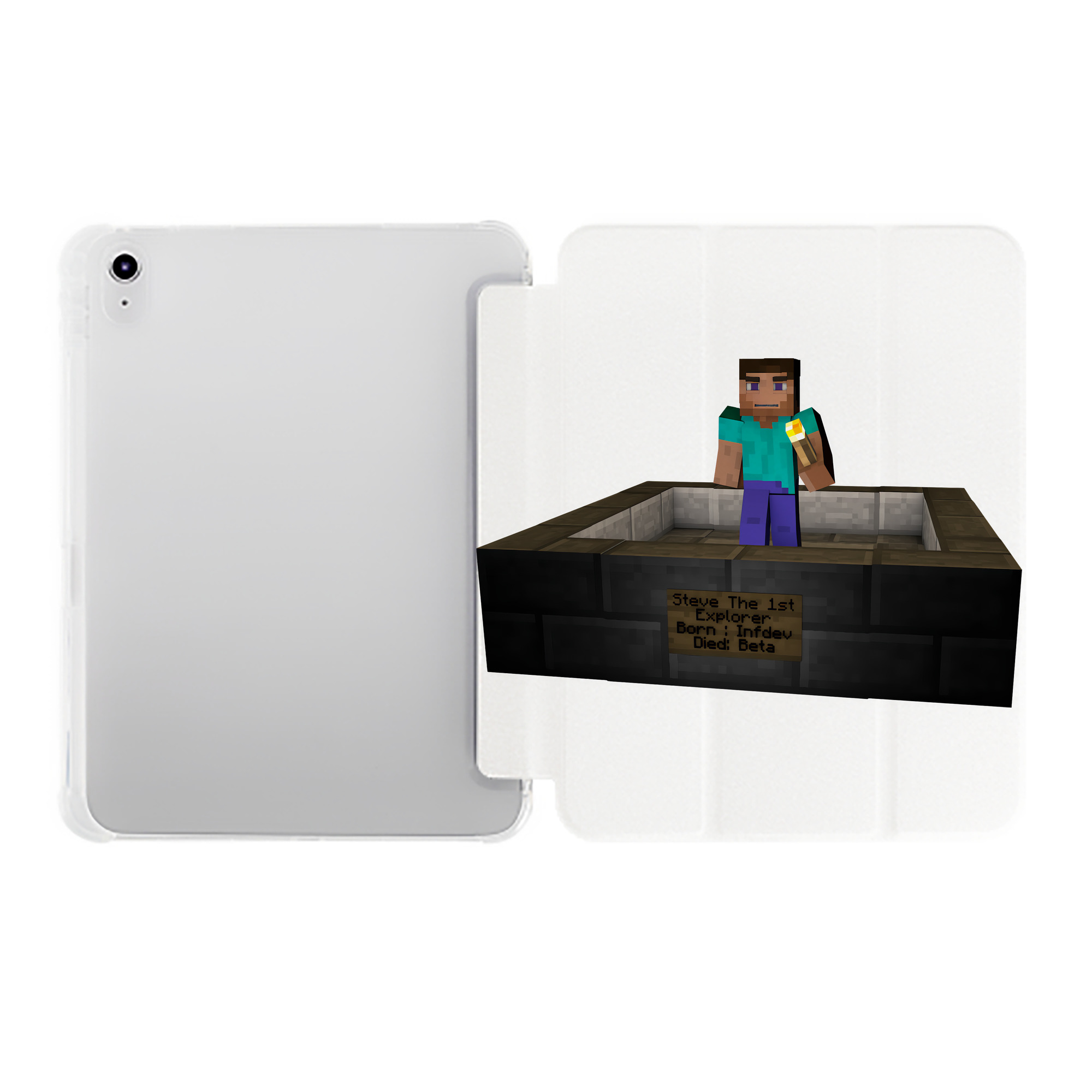 （画像用） マインクラフト ブロックの世界 Minecraft MC Block world IPad ケース ペン収納付き 三つ折りスタンド PUレザー×シリコン 対応機種9.5/10.5/10.9インチ